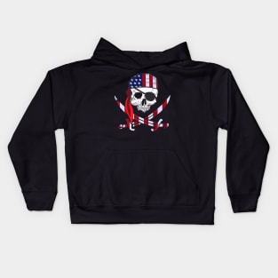 Skull American Pirate Skeleton Kids Hoodie